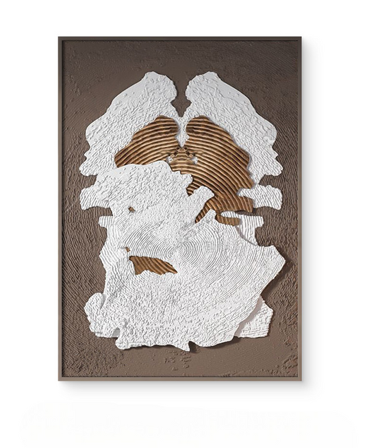Minimalist 3D Sculpted Relief Oil Painting – Hand-Painted Abstract Wall Art for Living Room, Corridor, Entry, Solid Wood Frame