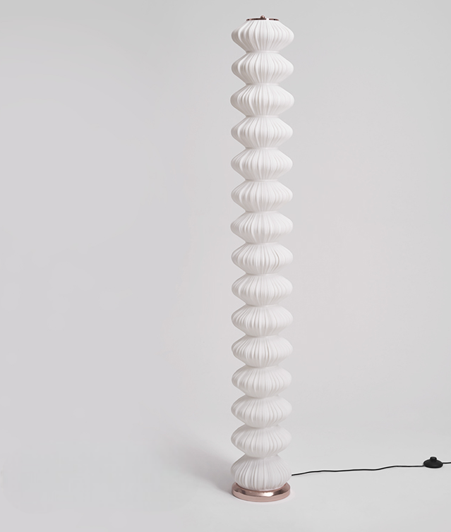 Full Spectrum LED Gourd Floor Lamp, Rose Gold and White, Eye-Friendly Ambient Lighting for Hotel, Bedroom, Living Room
