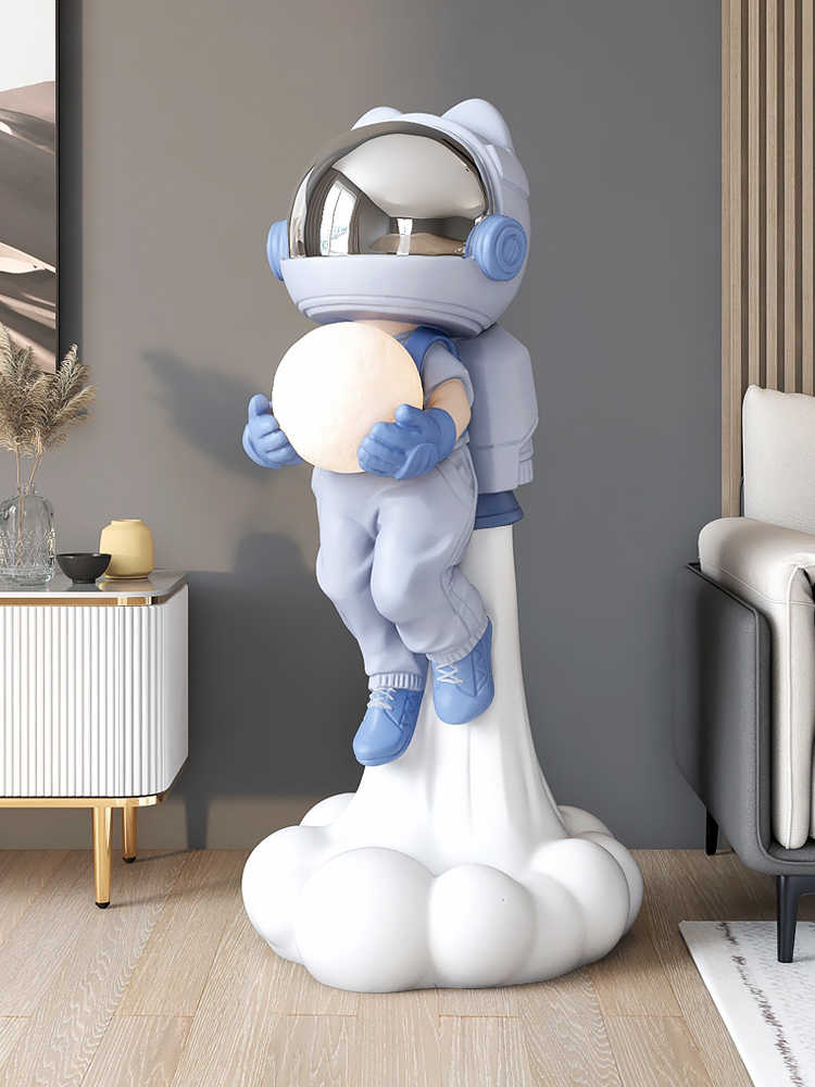 Large Astronaut Floor Figurine – Modern Home Living Room, Sofa, Bedside, Entryway TV Cabinet Art Decor, Moon Lamp Gift