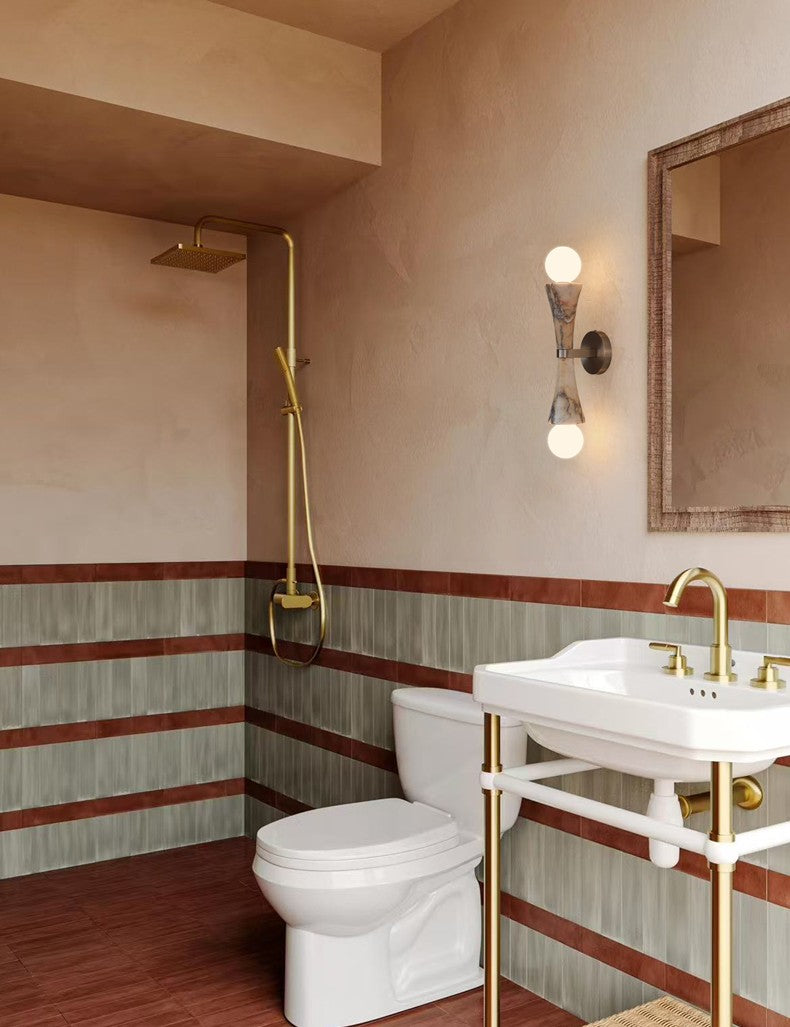 Luxury Marble Wall Sconce, Minimalist Dual Globe Corridor, Entryway, Bedroom, Staircase Lamp