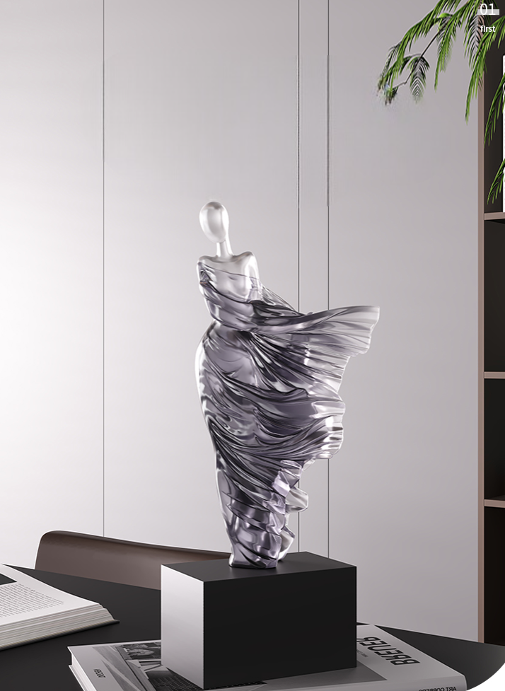Modern Abstract Woman Sculpture, High-End Luxury Art Figurine for Living Room, Study, Entryway, Bar