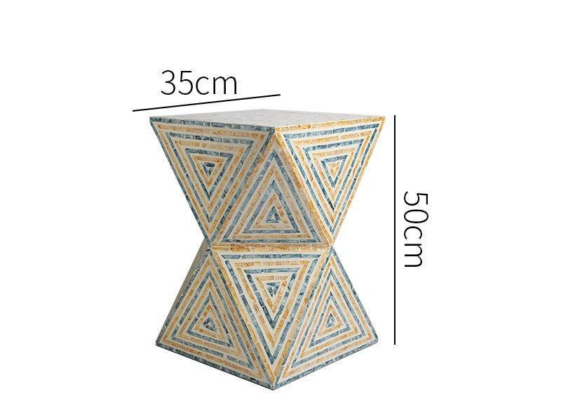 Modern Geometric Waist-Stool, Triangular Mosaic Side Table or Stool for Balcony, Living Room, and Entryway