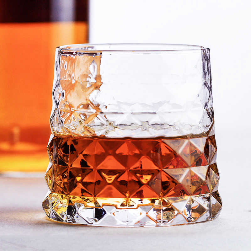 Prism Crystal Whiskey Glass 350ml – Premium Geometric Pattern Tumbler for Scotch, Bourbon & Cocktails – Set of 6 With Gift Box, Cloth & Coasters