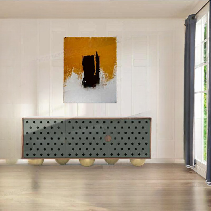 Minimalist Sideboard Cabinet, Creative Entryway Buffet with Gold Ball Legs, Modern Living Room Storage
