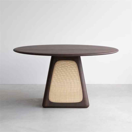 Mid-Century Solid Ash Wood Round Dining Table, Vintage Designer Small-Space Cafe & Home Table, Restaurant Minimalist