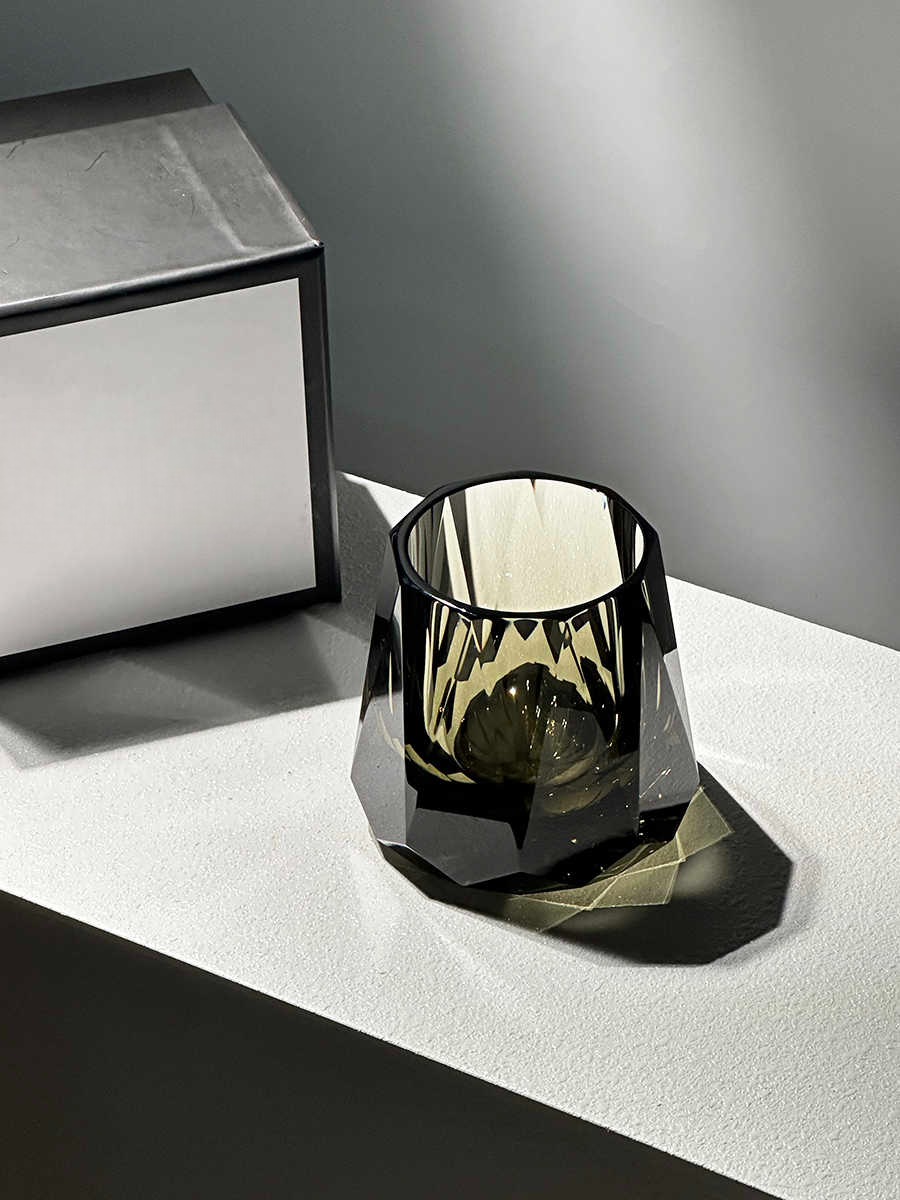 Black Mystery K9 Crystal Whiskey Glass 200ml – Premium Handcrafted Geometric Rock Tumbler, High-End Gift Box Edition