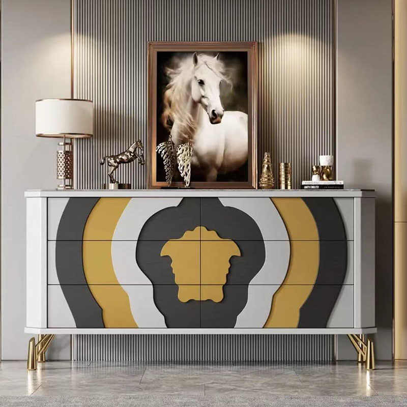 Luxury Modern Entryway Divider Cabinet, Extra-Thin High-Capacity 6-Drawer Sideboard for Living Room & Hallway