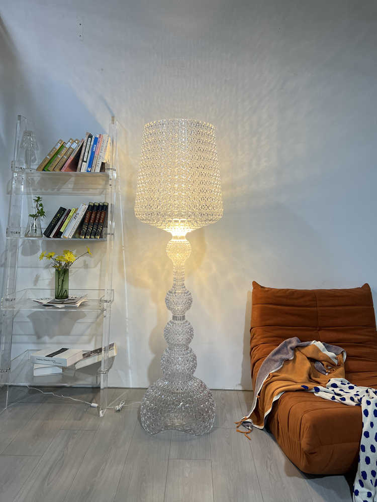 Luxury INS Style Hollow-Crafted Art Floor Lamp, Designer Dimmable Transparent Statement Piece for Living Room/Bedroom