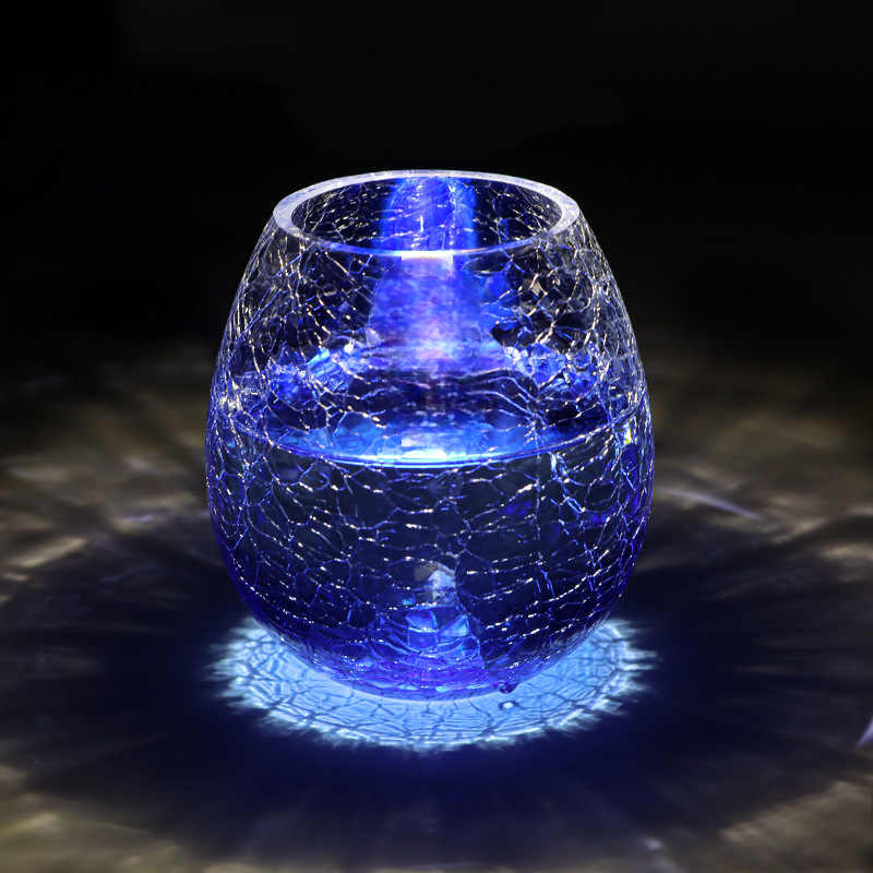 Ocean Crackle Glass Tumbler Set 360ml – Handblown Crystal Cocktail Juice Water Beer Glass, Gradient Blue/Orange/Transparent, Artistic Summer Drinkware