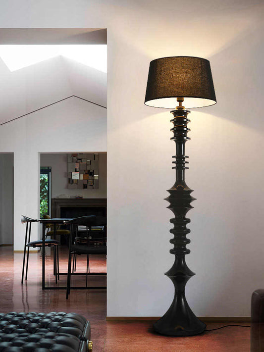Modern Designer Black Floor Lamp, Creative Sculptural Accent Lighting for Living Room, Bedroom, or Model Home