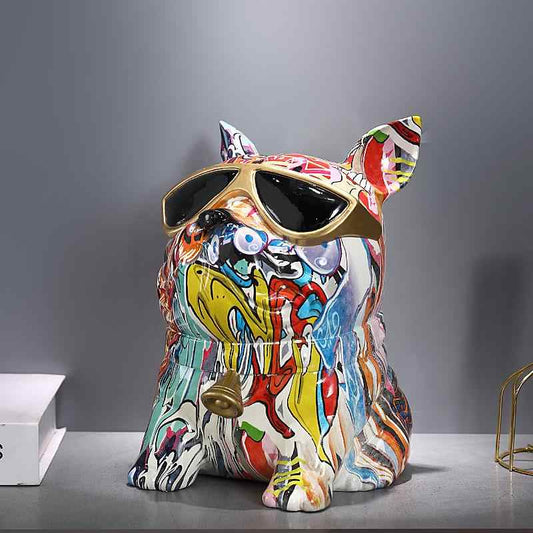 Luxury Colorful Bulldog Tissue Box – Artistic French Bulldog Desktop Tissue Holder, Modern Decorative Napkin Dispenser for Living Room, Coffee Table, Office, Unique Gift