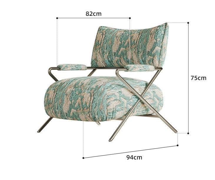 Modern Minimalist Accent Chair, Velvet Designer Single Sofa, Style Luxury Living Room Armchair