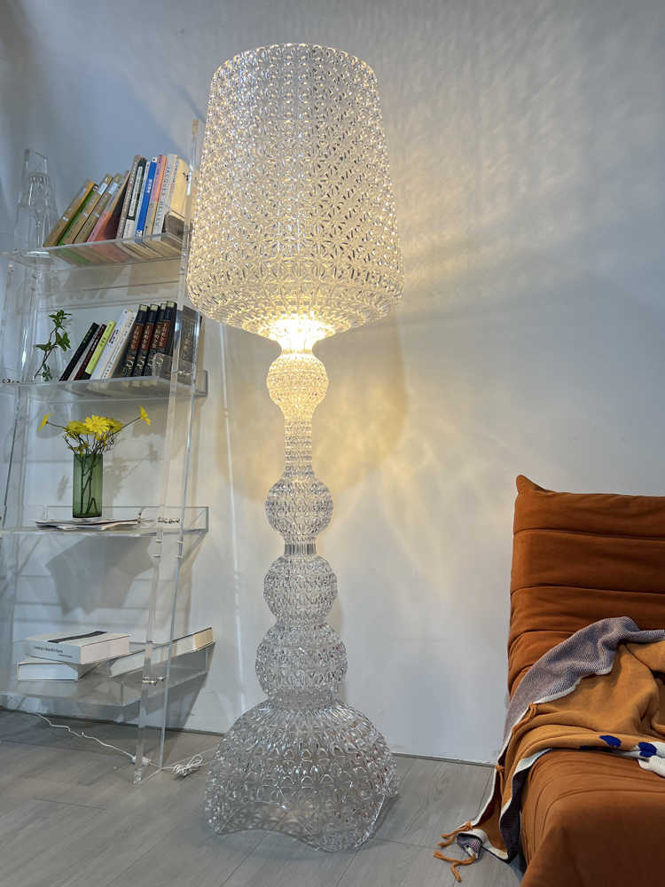 Luxury INS Style Hollow-Crafted Art Floor Lamp, Designer Dimmable Transparent Statement Piece for Living Room/Bedroom