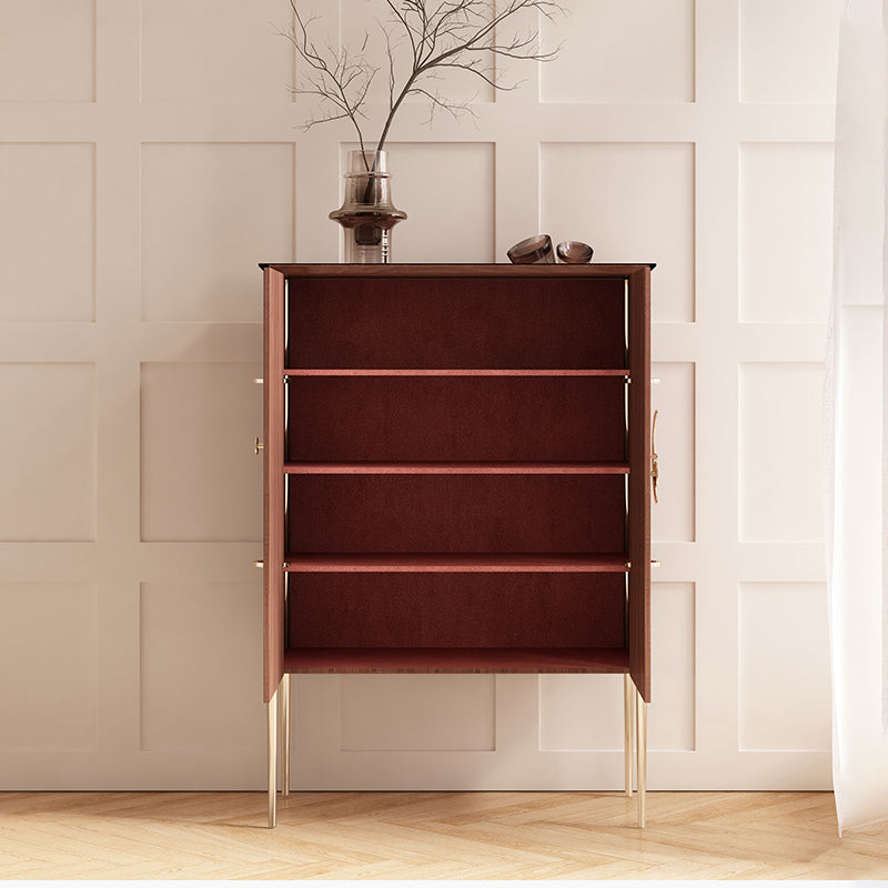 Modern Luxury Solid Wood Wine Cabinet, Contemporary High-End Buffet Sideboard for Living Room & Dining Room