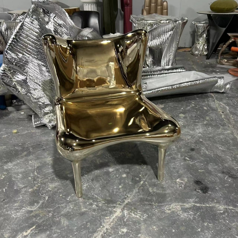 Designer High Heel Lounge Chair – Electroplated Fiberglass Accent Chair, Modern Art Statement for Living Room or Model Room