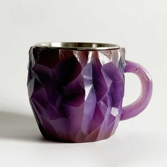 Luxury Amethyst Crystal-Inspired Resin Coffee Mug – Novelty Mineral Geode Gemstone Cup, Unique Handcrafted Drinkware for Coffee, Tea, and Home Décor