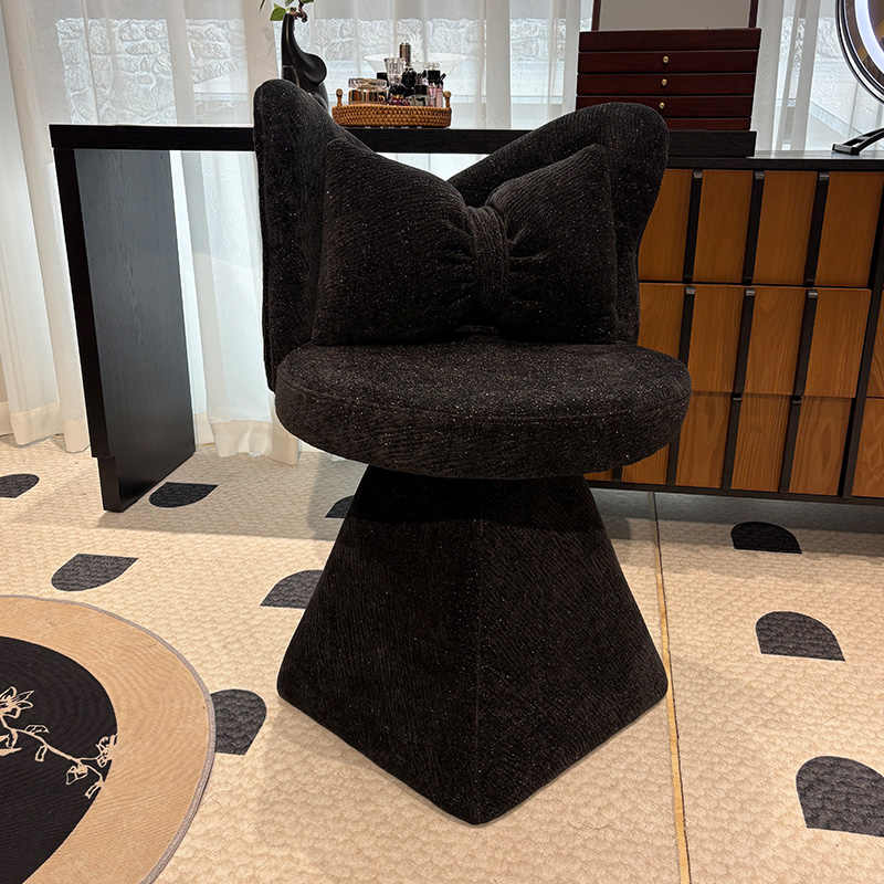 Luxury Butterfly Back Vanity Chair – Modern Makeup Stool, Rotating Upholstered Dressing Table Chair, Elegant Black Accent Chair for Bedroom, Living Room, Dining, Home Office