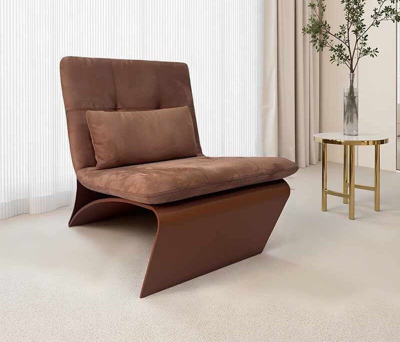 Contemporary Italian Minimalist Z-Chair – Sculptural Armless Lounge Chair with Geometric Base, Premium Upholstered Accent Furniture