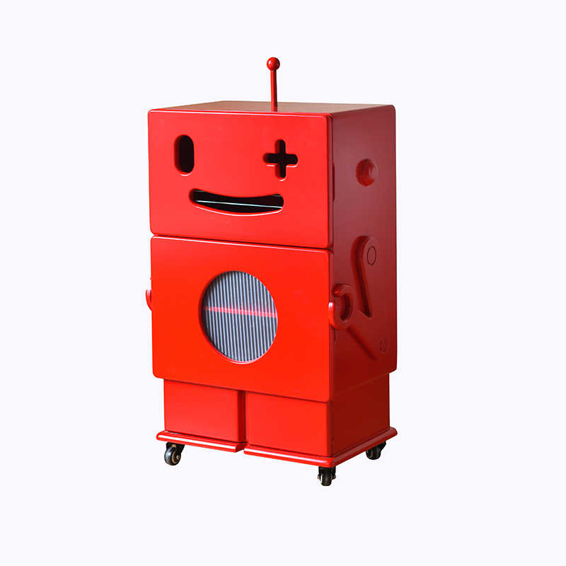Robot-Shaped Storage Side Table with Wheels – Creative Modern Art Furniture Cabinet, Fun Kids Room Organizer, Playful Living Room Accent with Drawer & Compartment