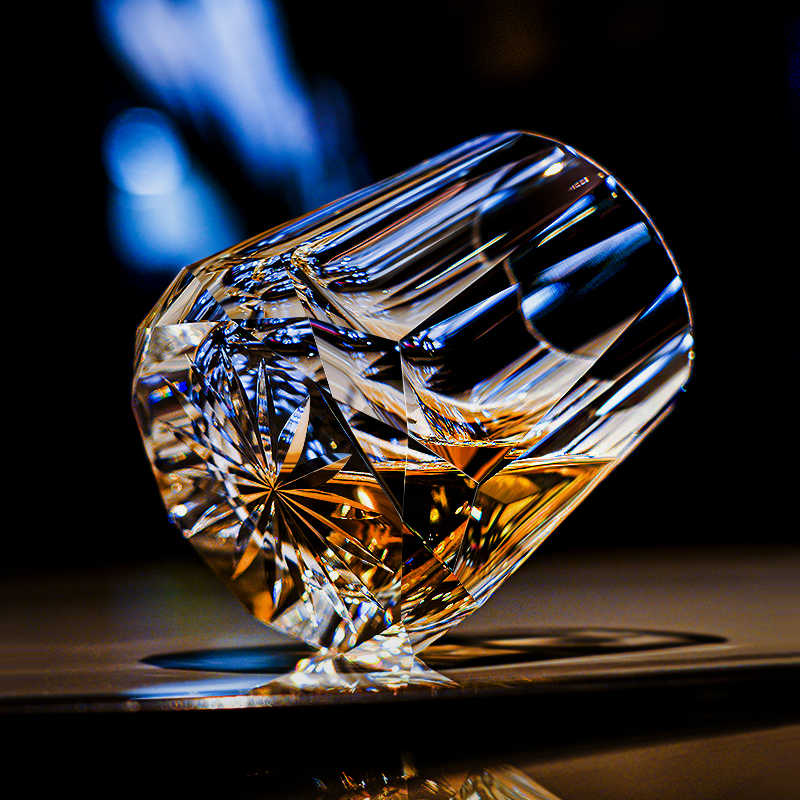 Diamond Cut K9 Lead-Free Crystal Whiskey Glass 215ml – Vintage Handcrafted Old Fashioned Tumbler, Durable Transparent Barware in Gift Box