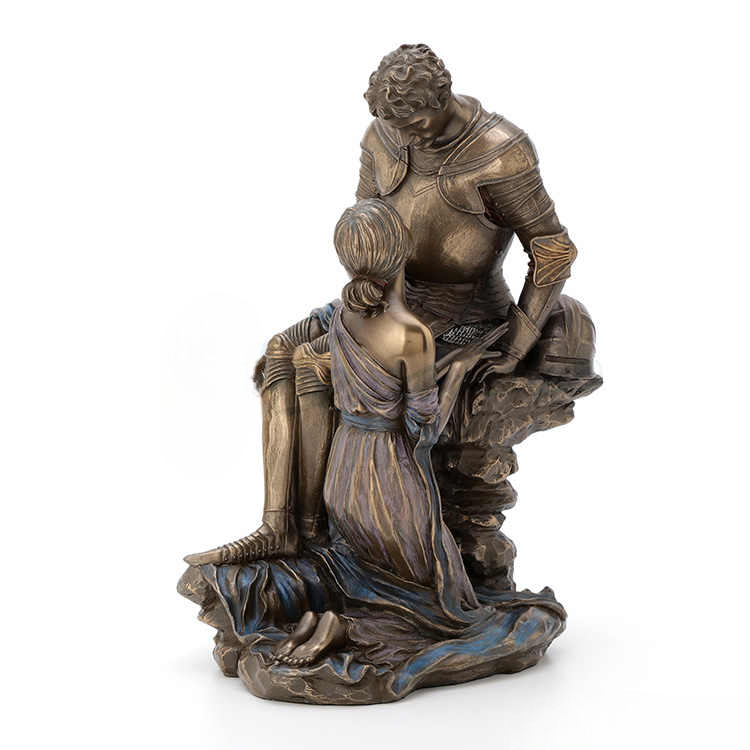 Greek Mythology Sculpture – Knight and Serpent Maiden Bronze Finish Statue, Luxury Decorative Figurine for Home or Gift
