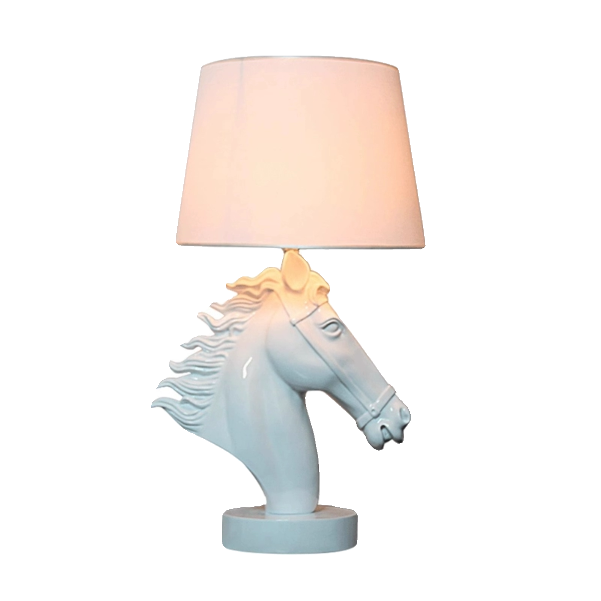 Horse Head Resin Sculpture Table Lamp, Modern Art Creative Bedside Lamp, Abstract Animal Accent Light for Bedroom & Living Room