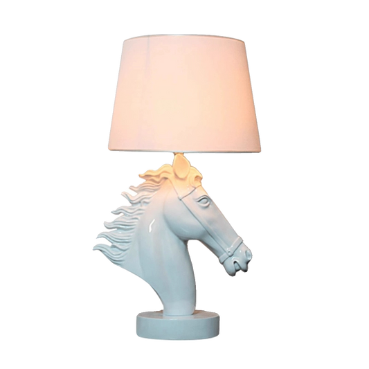 Horse Head Resin Sculpture Table Lamp, Modern Art Creative Bedside Lamp, Abstract Animal Accent Light for Bedroom & Living Room