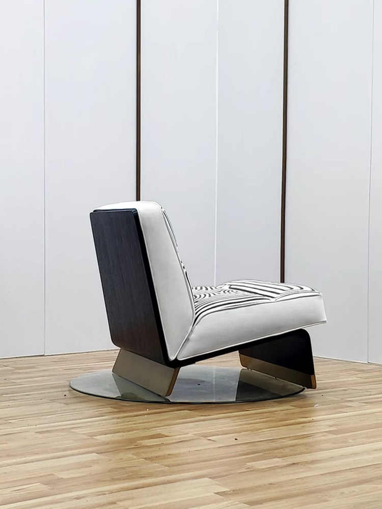 Contemporary Accent Chair – Italian Minimalist Zebra Pattern with Premium Silicone Upholstery & Stainless Steel Base