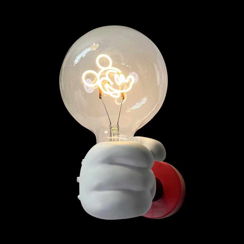 Cartoon Mickey Hand Wall Lamp – Creative Kids Room LED Night Light, Minimalist Bedroom Bedside Sconce for Nursery & Desk