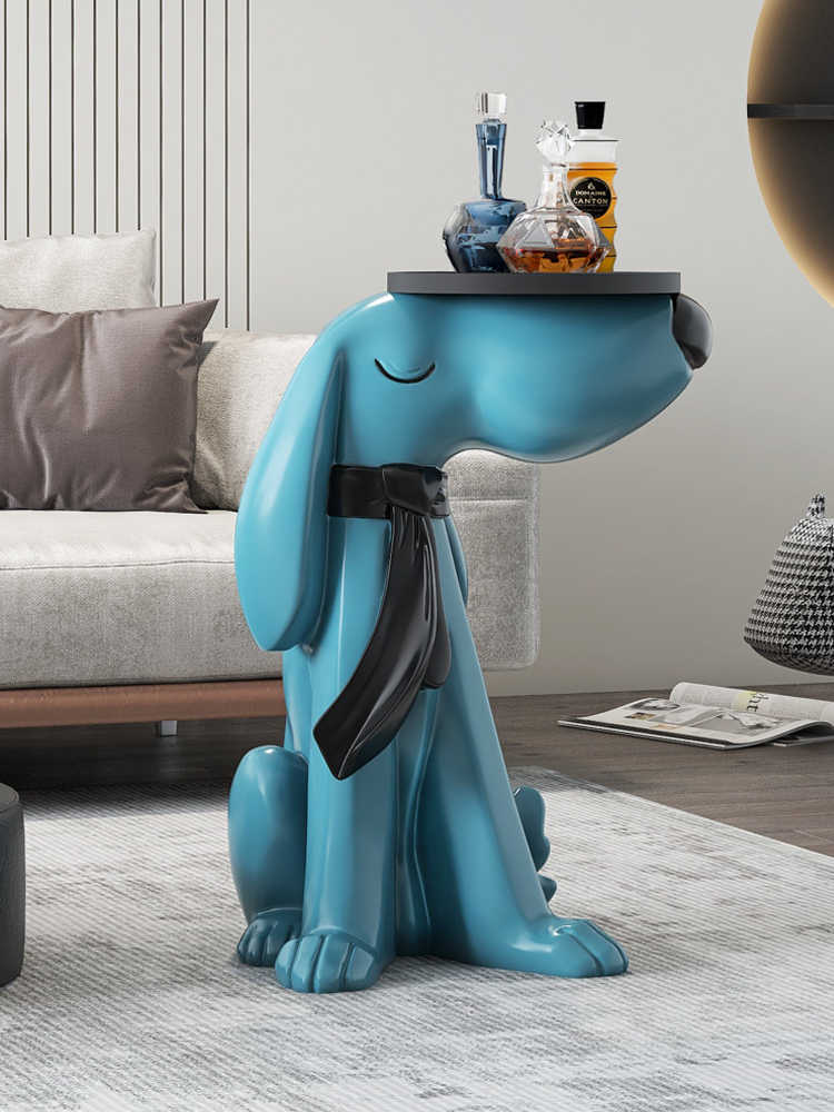 Large Creative Dog Tray Sculpture, Green Animal Side Table – Modern Living Room, Entryway, TV Stand Floor Decor, Housewarming Gift