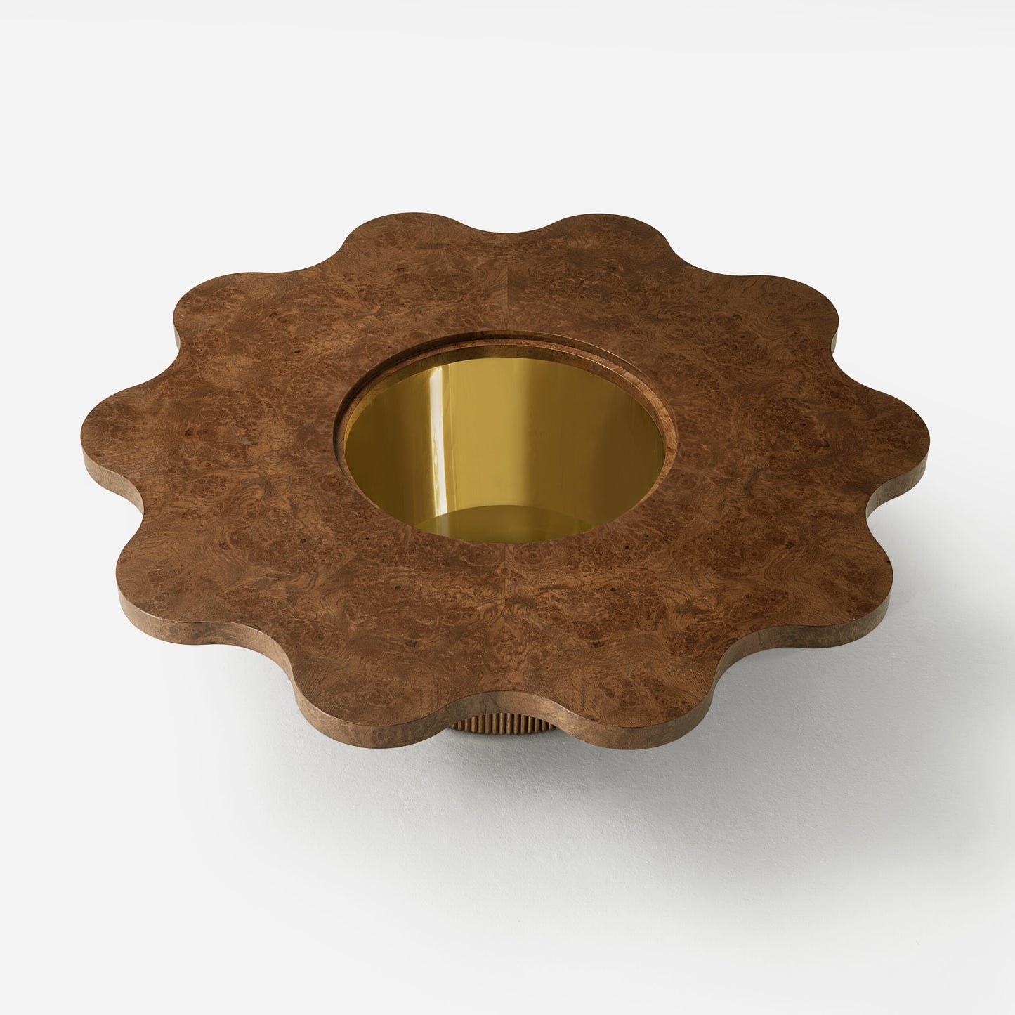 Designer Travertine Flower Coffee Table – Vintage Creative Sculpted Storage Table, Artistic Centerpiece
