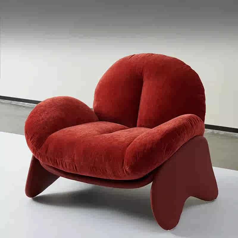 Contemporary Milan Blob Lounge Chair – Italian Minimalist Organic Sculptural Seating, Luxurious Velvet Upholstery with Curved Resin Base