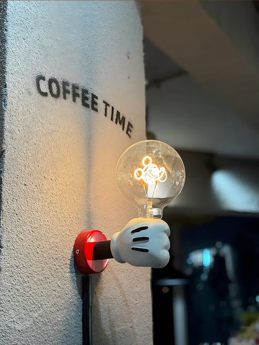 Cartoon Mickey Hand Wall Lamp – Creative Kids Room LED Night Light, Minimalist Bedroom Bedside Sconce for Nursery & Desk