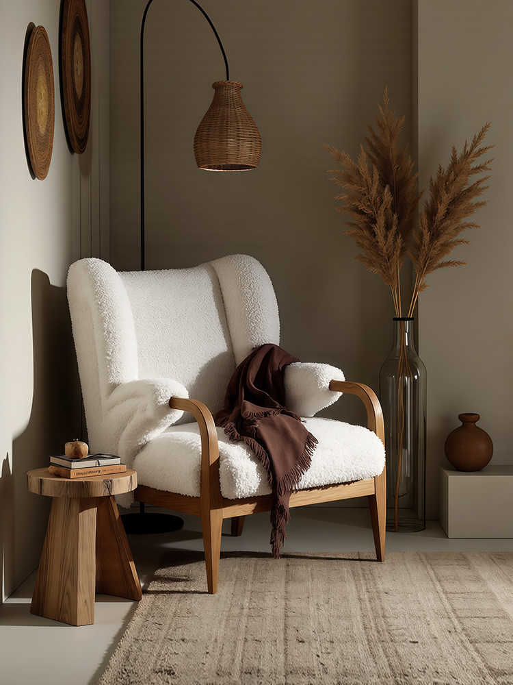 Vintage Accent Armchair – Designer Upholstered Single Sofa Chair for Living Room, Homestay, or Bedroom