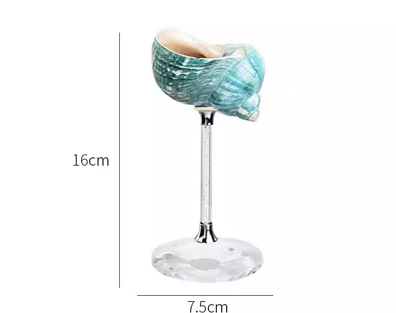 Luxury Shell Wine Glass Set, Handmade Crystal Stemware, Creative Seashell Champagne Goblets for Gift and Home Decor, Set of 2 (White and Green)