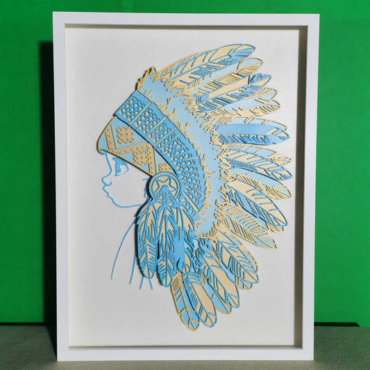 Luxury 3D Enamel Girl Wall Art – KT Board Laser Cut Portrait, Modern Minimalist Living Room, Corridor, Dining, Framed