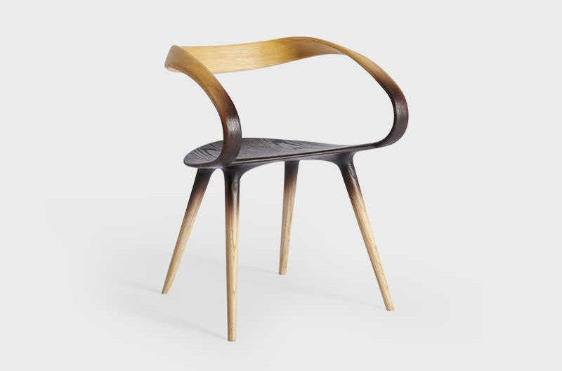 Mimi Village Designer Curved Wood Armrest Chair, Vintage Solid Wood Luxury Dining & Accent Chair