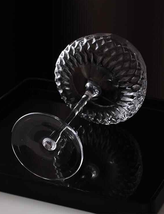 Vintage Crystal Coupe Cocktail Glass 350ml – Elegant Diamond Patterned Stemware for Cocktails, Champagne & Wine – Single Retro Crystal Glass