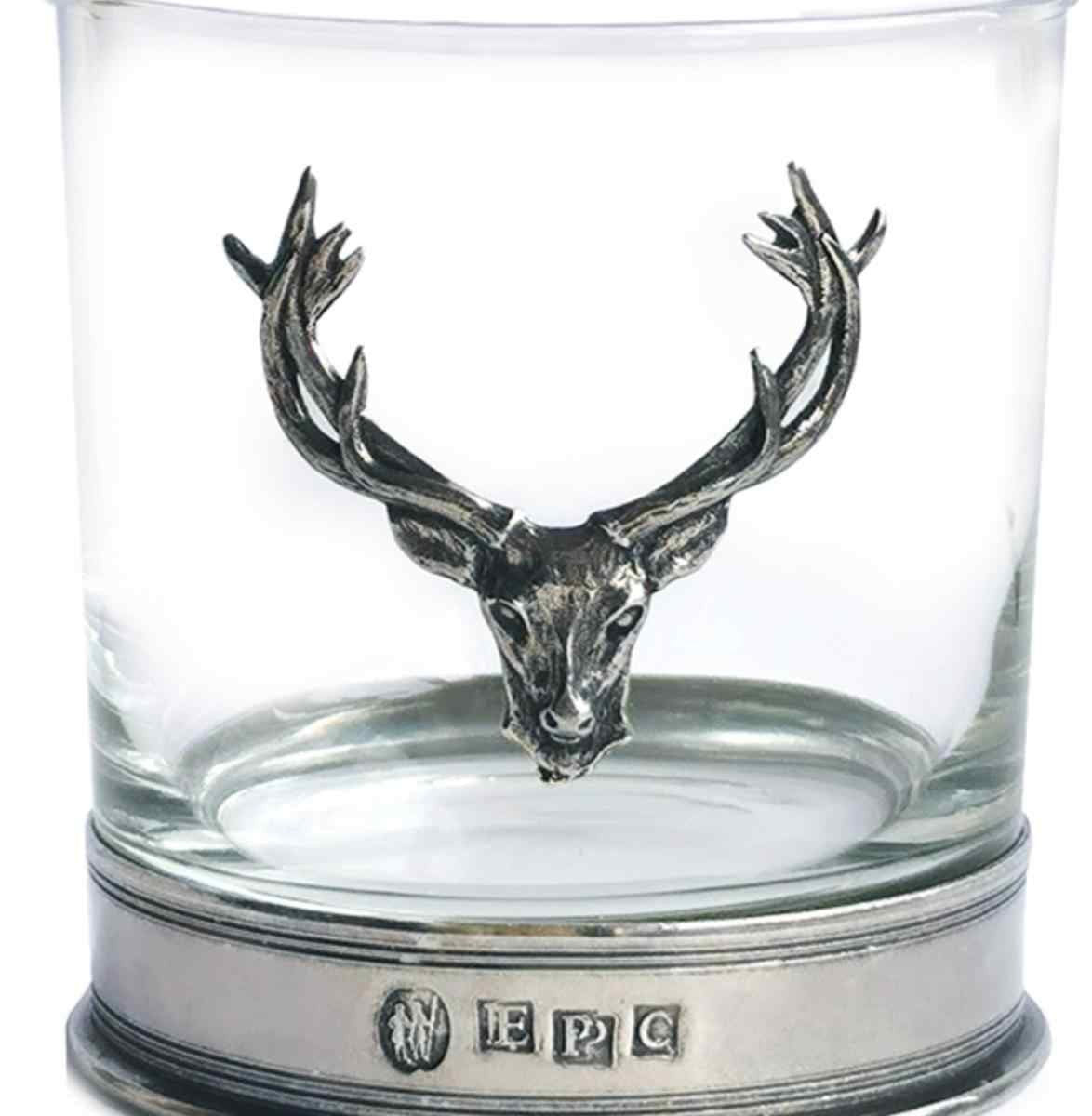Whiskey Glass 312ml – Wide-Mouth Tumbler with Heavy Base, Handcrafted Deer Motif, Gift Boxed