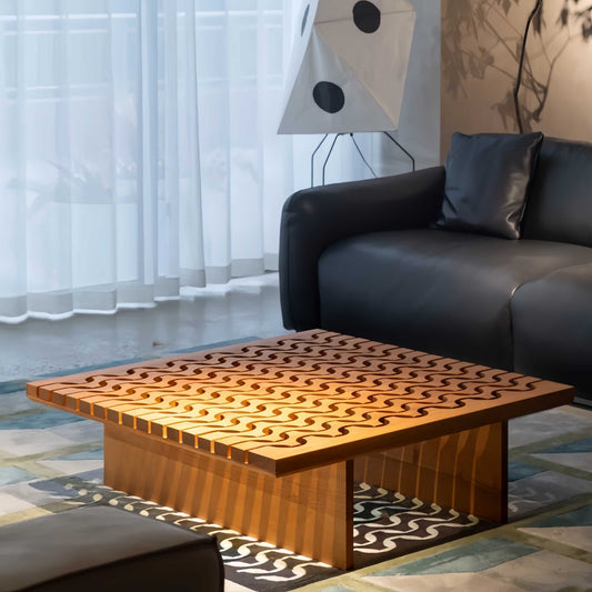 Custom Walnut Solid Wood Square Coffee Table, Modern Retro Designer Tea Table, Handcrafted Low Table for Living Room, Luxury Centerpiece