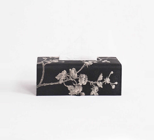 Luxury Embroidered Brocade Tissue Box, High-End Floral Decorative Cover for Living Room, Hotel, Vintage-Inspired Table Organizer