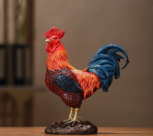 Large Prosperity Rooster Brass Sculpture, Wealth Zodiac Rooster, Living Room Office Decorative Bronze Figure, Grand Opening Housewarming Gift