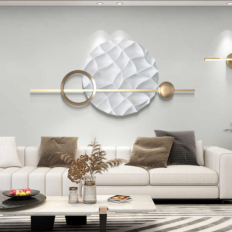 Modern Luxury 3D Abstract Metal Wall Sculpture, Large Minimalist Embossed Art for Living Room Sofa Background, Unframed Glossy Relief Panel