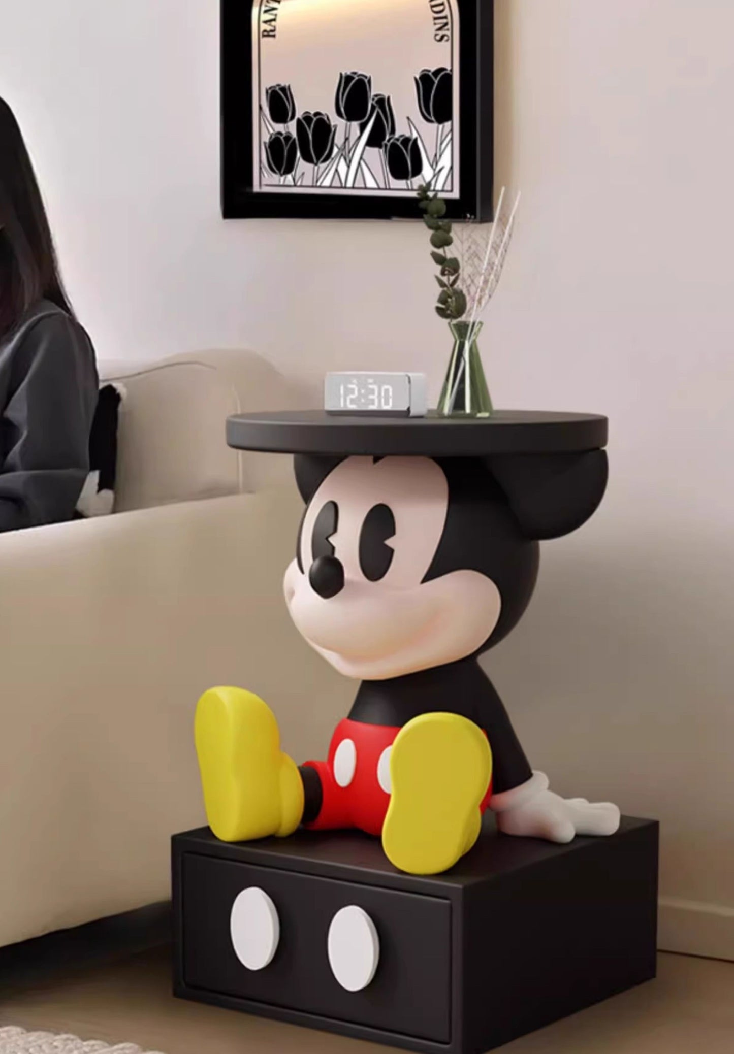 Large Cartoon Mickey Mouse Storage Cabinet – Cute Modern Sofa Side Table, Living Room Decoration, Creative Bedroom End Table