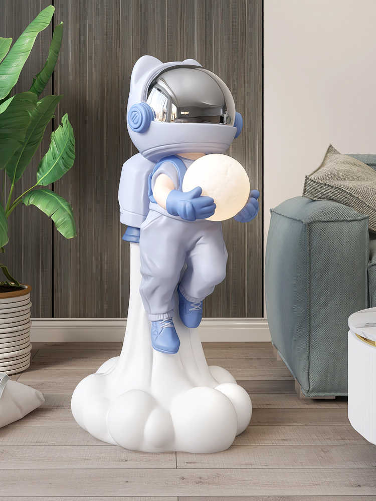 Large Astronaut Floor Figurine – Modern Home Living Room, Sofa, Bedside, Entryway TV Cabinet Art Decor, Moon Lamp Gift