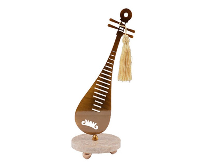 Modern Metal Pipa Sculpture Set – Abstract Luohan Instrument Decor for Entryway, Study, Office, or Living Room