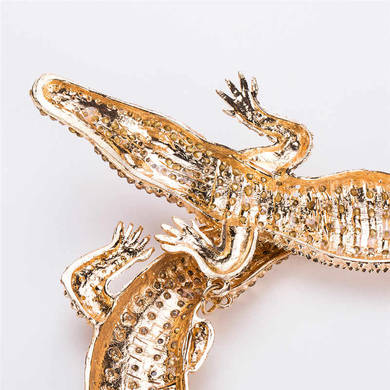 European Luxury Crystal Crocodile Statement Necklace – Bohemian Rhinestone Alligator Choker with Adjustable Chain, Fashion Jewelry