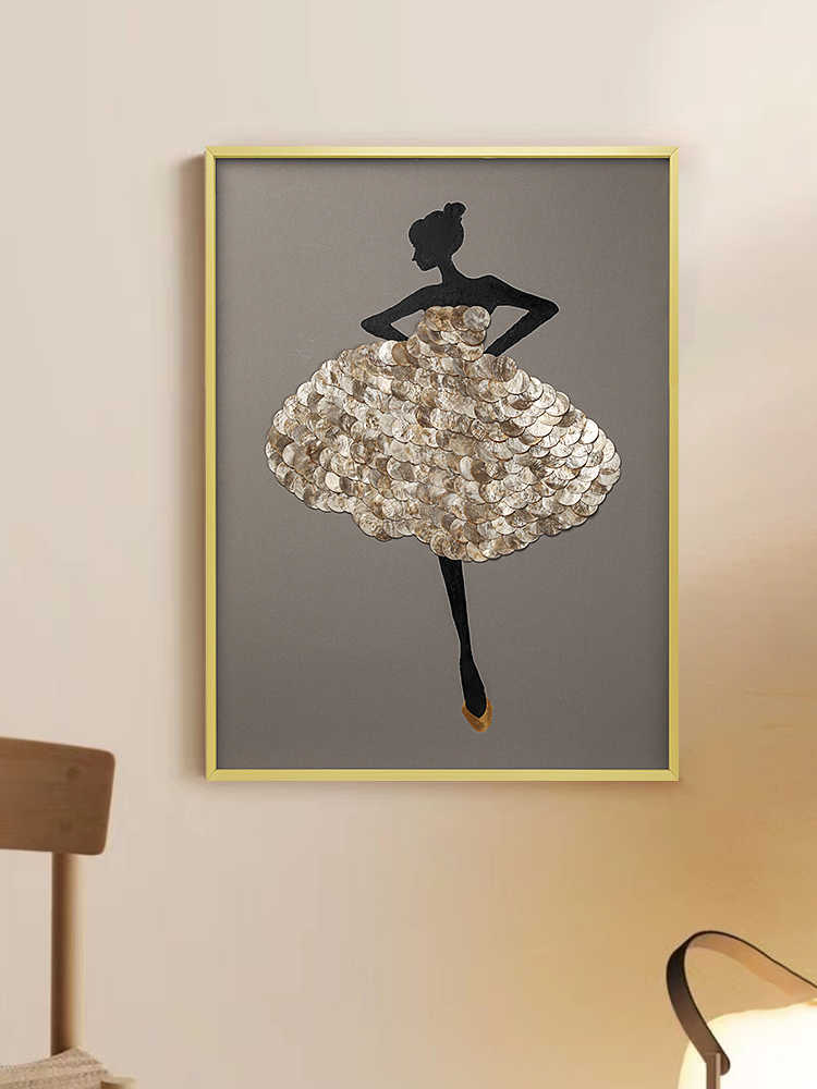 Original Luxury Ballerina Wall Art, Modern Relief Decor for Living Room, Bedroom & Dining – 3D Shell Dress Frame