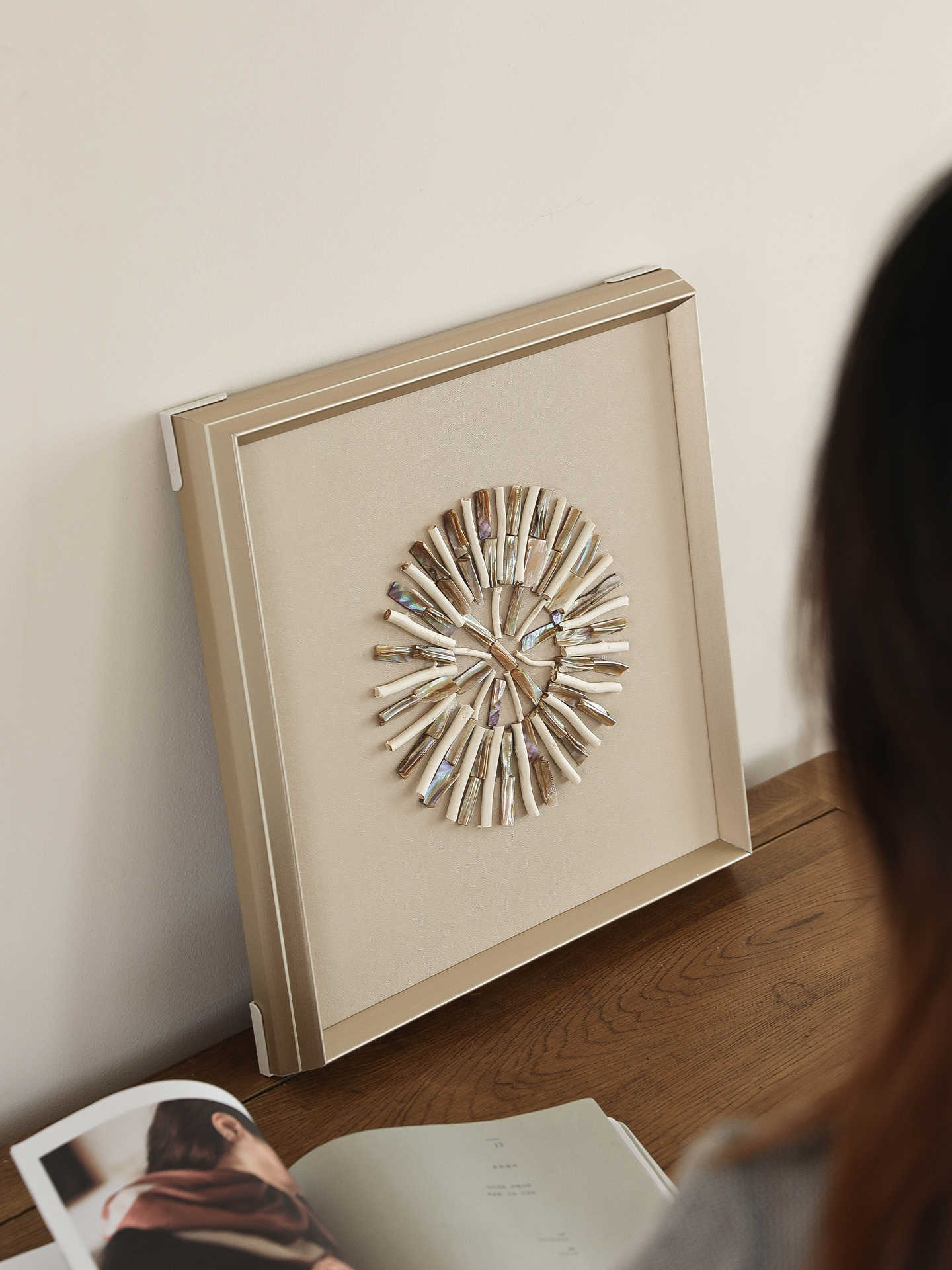 Modern Wall Art Set, Square Abstract Gold-Framed Dual Artwork for Entryway, Living Room & Designer Interiors
