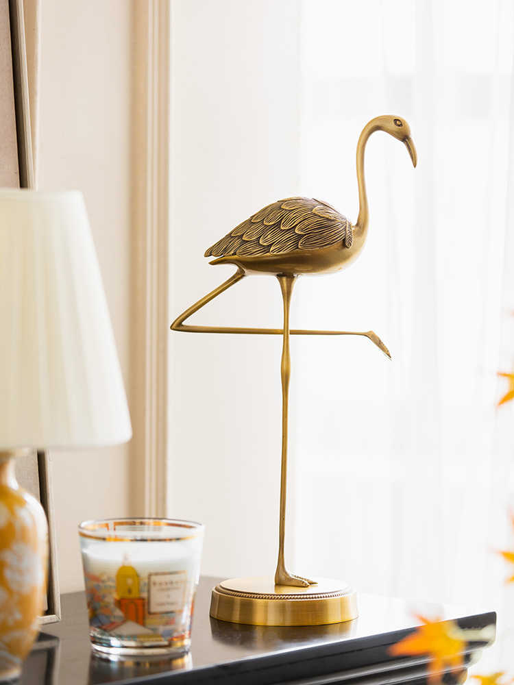 Solid Brass Crane Towel & Tissue Stand, Free-Standing Bird Sculpture Holder for Bathroom, Vanity, or Living Room, Luxury Statue
